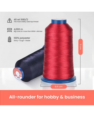 PooLin Embrodery Thread (4000 m) - 100 culori