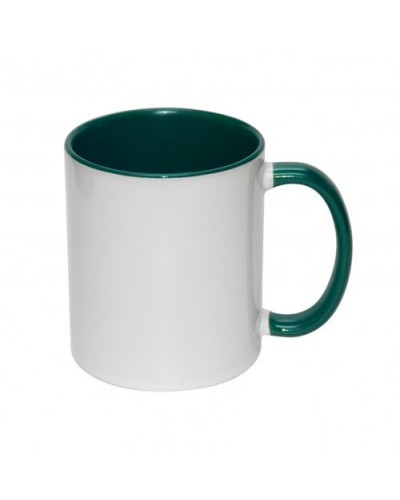 Cană sublimabila cu interior si maneca colorat Verde Inchis