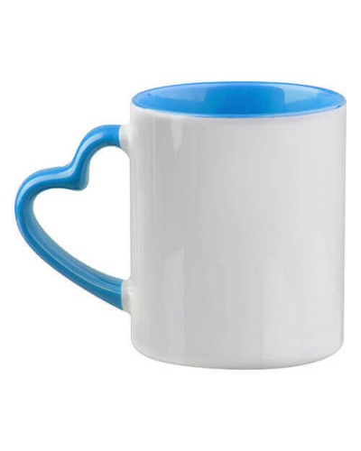 Cană cu mâner în formă de inimă - albastru deschis