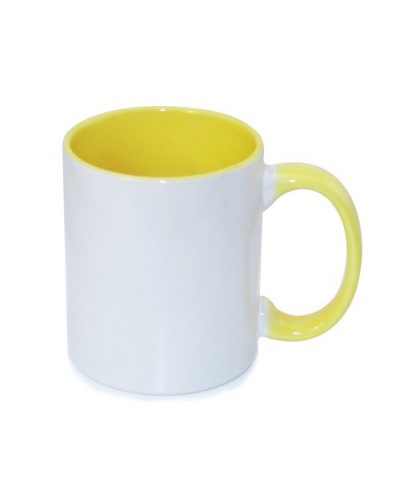 Cană sublimabila cu interior si maneca colorat Galben