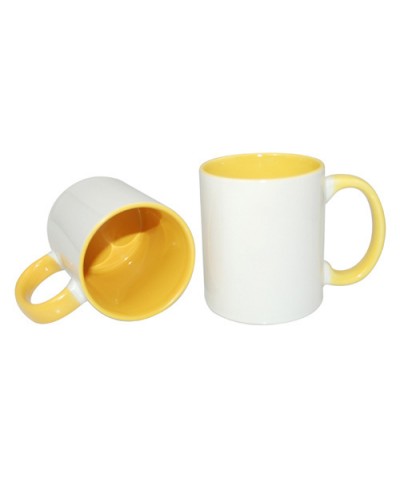 Cană sublimabila cu interior si maneca colorat Galben