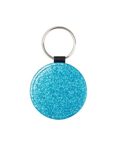 Breloc sublimabil Glitter Cerc PU Albastru
