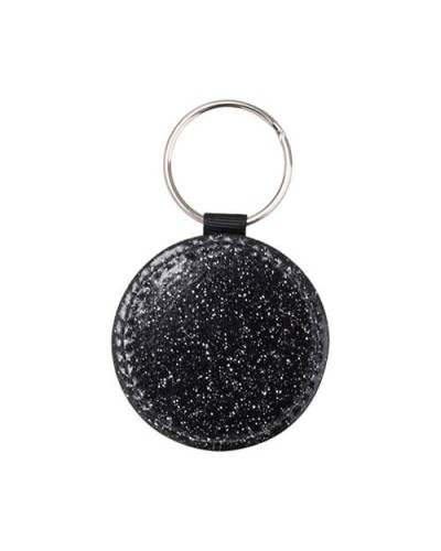 Breloc sublimabil Glitter Cerc PU Negru