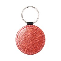 Breloc sublimabil Glitter Cerc PU Rosu