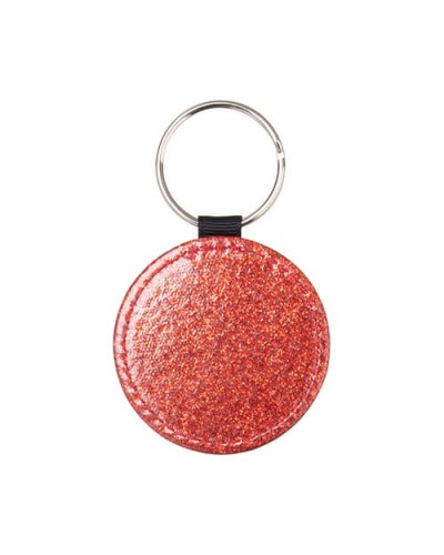 Breloc sublimabil Glitter Cerc PU Rosu