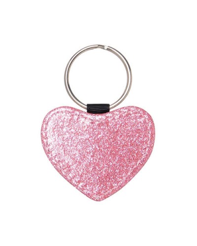 Breloc sublimabil Glitter Inima PU Roz