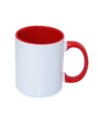 Cană sublimabila cu interior si maneca colorat Rosu