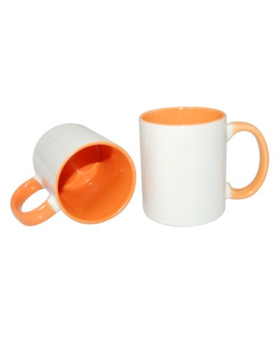 Cană sublimabila cu interior si maneca colorat Portocalie