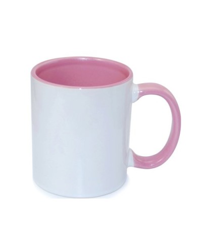 Cană sublimabila cu interior si maneca colorat Roz