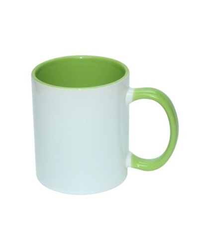 Cană sublimabila cu interior si maneca colorat Verde deschis