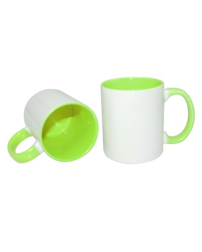 Cană sublimabila cu interior si maneca colorat Verde deschis